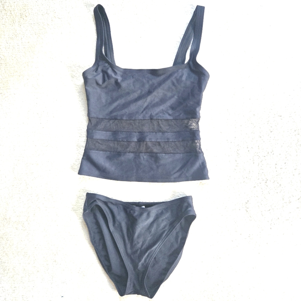 Anne Cole Black Two Peice Mesh Tankini